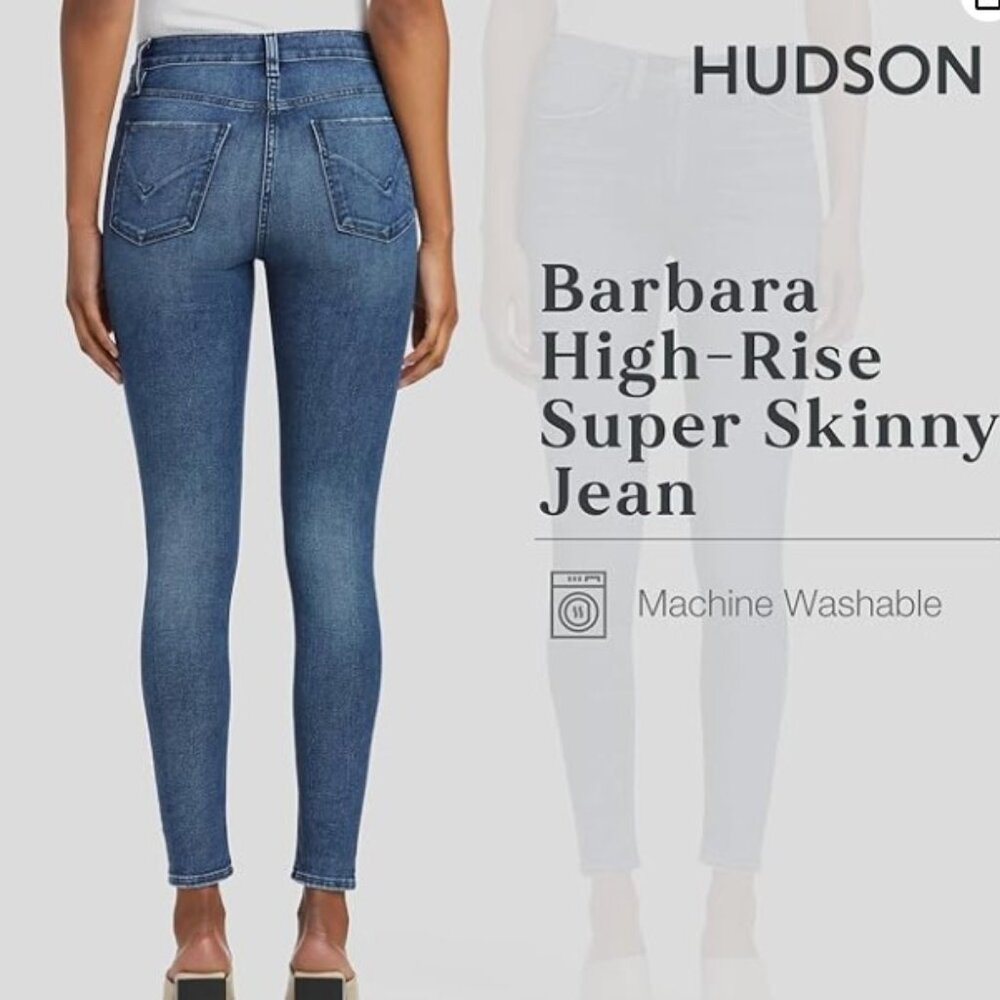 Hudson Barbara High-Rise Super Skinny Jeans, size 28